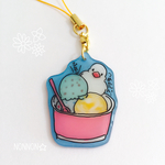 【送料無料】プラバンストラップ・白文鳥アイス