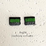 【rectangle】green×black  イヤリング/ピアス