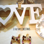 クリスマスリース キラキラリボン ピアス