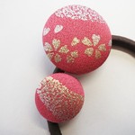 🐇和のヘアアクセサリー 京友禅 金銀彩小桜 No.27 正絹 丹後ちりめん 髪飾り ヘアゴム silk100%