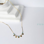 【再販】Coin Charm Necklace *Aquarium* Emerald x Pale Pink