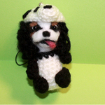 【a様オーダー作品】パンダの着ぐるみキャバちゃんストラップ★トライカラー★キャバリア犬★あみぐるみ