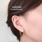 バックキャッチ  2way   パールとべっ甲風のピアス
