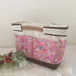 バッグすっきり☆バッグインバッグ☆ピンクお花