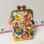 レトロ動物チョコいっぱい♪【B】がま口ポーチL