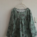 北欧調コットンオックスの肩落ち切り替えワンピゴート