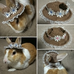 立ち耳うさぎさん用耳穴付き🐰花冠みたいなコットン帽子