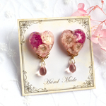 ☆ハートの水中花♡シェルピアス（ピンク）☆