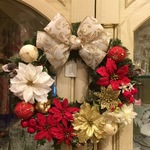 ★oyaco様専用★/No.xmas-14187/★クリスマスリース37cm・アートフラワーリース★/レッド＆ホワイト＆ゴールド