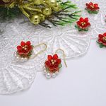 Xmas＊ポインセチアとパールのピアス／イヤリング