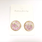 レトロなお花 押し花 ピアス イヤリング