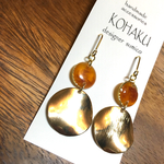 まん丸べっ甲とゴールドプレートのピアス（イヤリング）