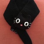 毛糸の手編みの猫マフラー*黒猫ver*