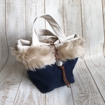 アラン風ニットのトートバッグ