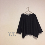 black×grayボーダー 圧縮ウール バスク風ブラウス