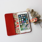 牛本革とリバティープリントのiphone6・6S・7専用ケース　　レッド