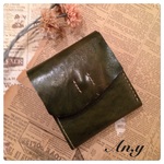 【i様オーダー品】レザー二つ折り財布スマートウォレットGreen