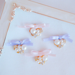 パステルリボンのビジューピアス