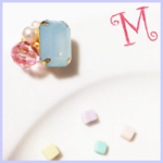 アイスブルーのビジューとパールイヤーカフ♡