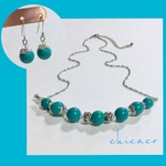 ★SALE 限定作品 天然石ターコイズのネックレス＆ピアス／イヤリングＳＥＴ