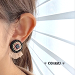 再販２5☺︎ ボヘミアン✾ピンクベージュフリンジピアス
