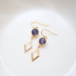 スワロ8（タンザナイト）とメタル（ダイヤ）♡ピアス・イヤリング♪
