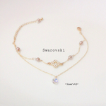 Swarovski 幸せを呼ぶ 四つ葉のクローバー 2連ブレスレット【2点以上購入で送料無料】