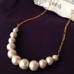 【再販２】コットンパール×デザインチェーンのロングネックレス