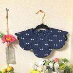 【受注生産スタート】再再販  大人気のリボンもくもくスタイ   リバーシブル(ネービブルー)