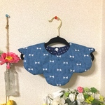 【受注生産スタート】再再販  大人気のリボンもくもくスタイ   リバーシブル(サックスブルー)