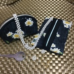 ⭐️専用ページ⭐️黒ソフトデニム花❤️大人のミニポーチとお揃いポケットテイッシュくまモンのテイッシュ入