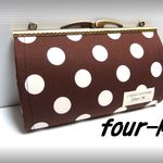 Wファスナー　20cm　カン付き　がま口　シンプルドット　ブラウン　