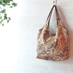 くったりバッグミニ　水彩画調牡丹柄