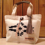 ️本革キャンバス オルテガ柄トートバッグ