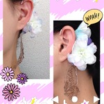 紫陽花と蝶々のイヤーフック 