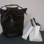 本革ミニポーチ、耳付き巾着袋セット