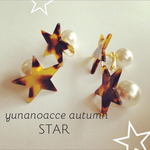 【再販12.】べっ甲スター×パール ピアス 