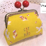 がま口 ＊CAT＆BIRD＊yellow