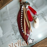 stella＊コンチョ付き本革フェザーキーホルダー