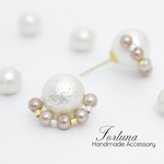  ベージュパールノンホールピアス(１５)