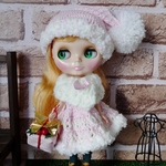よしえ屋78[ベビーピンククリスマス4点セット]ブライス アウトフィット Blythe