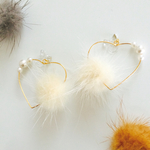 heart pearl♡ファーイヤリング