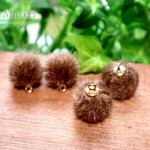 6個セット☆ブラウン　15mm　ファーボールチャーム