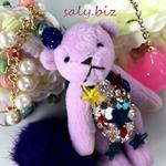 saly☆3wayクマさんのバッグチャーム&イヤホンジャック&ストラップ■勝手にコラボ☆アメリカン