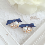 【新作41】大人ネイビー×スワロフスキー♡ピアス＊イヤリング