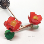 ＊椿のピアス&イヤリング＊レッド、ホワイト