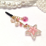 限定１個💘　ピンクたっぷり♥スワロとキャッツアイのスターイヤホンジャック
