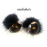 黒猫ピアス*チタン ミンクファー
