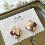 ゴールドハート♡パープルビジューピアス