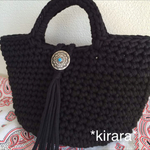 *kirara*178 BIG ブラックターコイズ コンチョ マルシェ バッグ